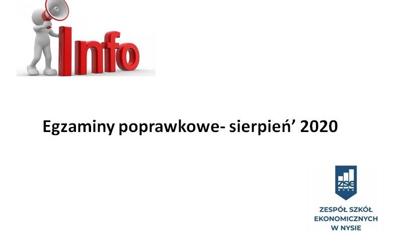 Egzaminy poprawkowe 25-26 sierpnia 2020 r.