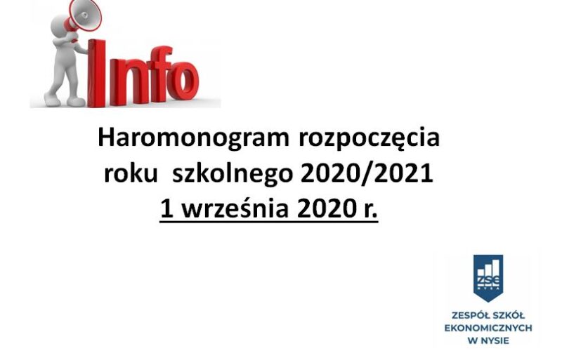 Harmonogram rozpoczęcia roku szkolnego 2020/2021