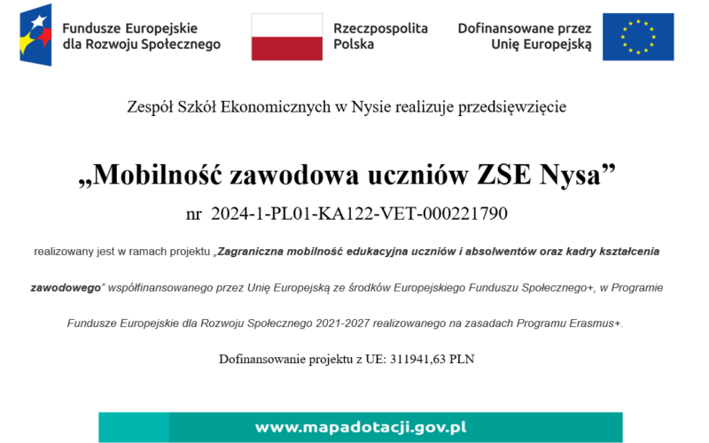 „Mobilność zawodowa uczniów ZSE Nysa”