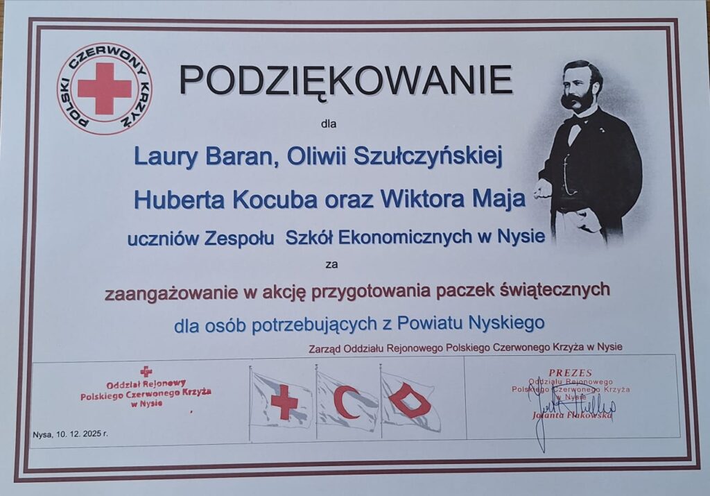 Podziękowania od Polskiego Czerwonego Krzyża