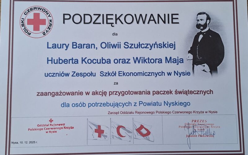 Podziękowania od Polskiego Czerwonego Krzyża